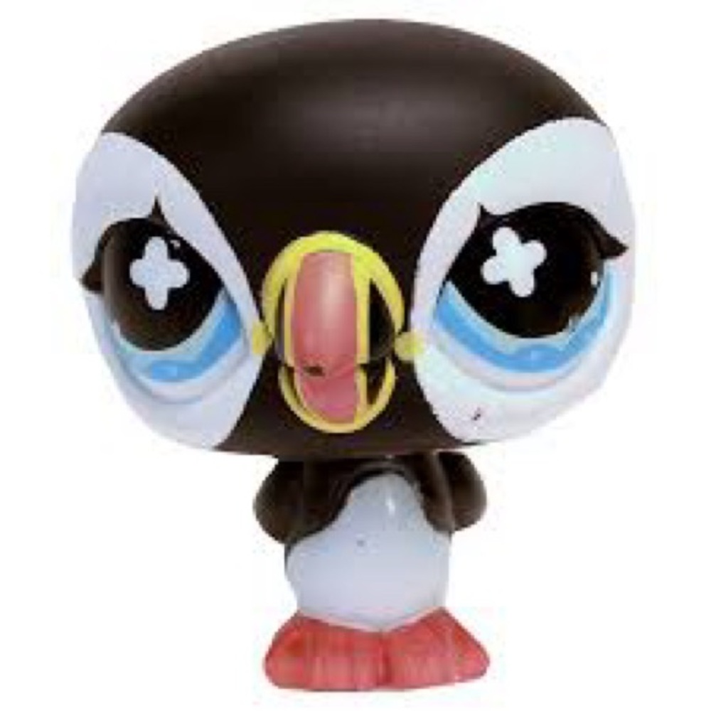 Littlest Pet Shop Authentic # 654 Black White Orange Funniest Puffin Bird